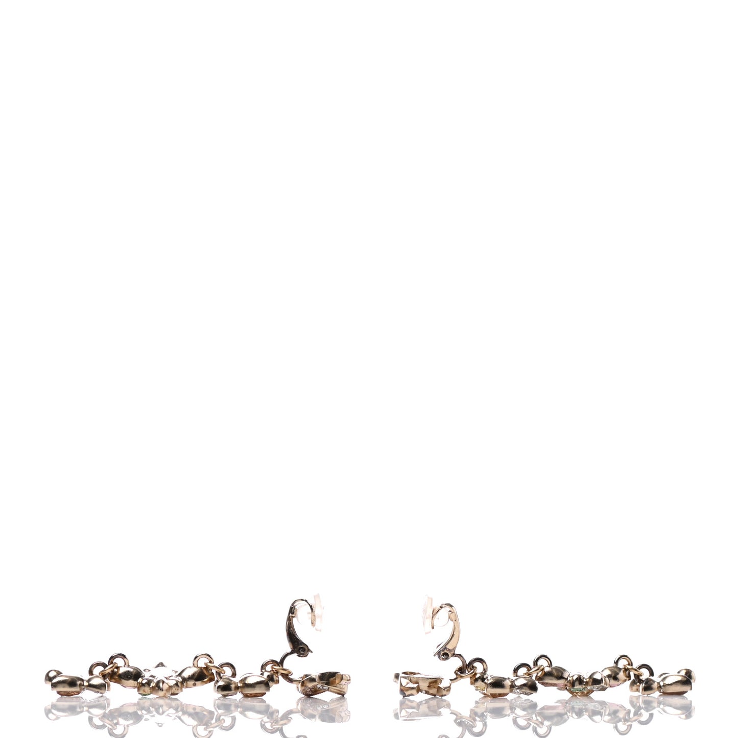 Crystal CC Clip On Drop Earrings Gold