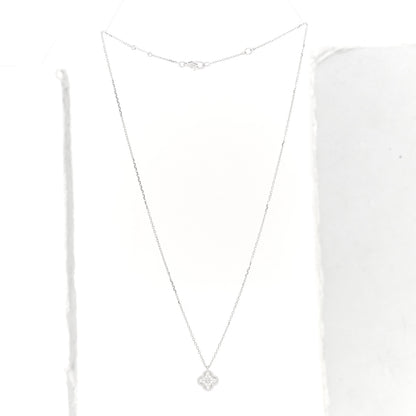 Van Cleef & Arpels 18K White Gold Diamond Sweet Alhambra Pendant Necklace 3 of 7