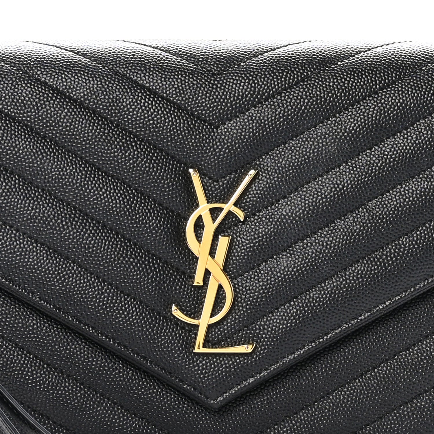 Saint Laurent Grain De Poudre Matelasse Chevron Monogram Envelope Clutch Black 9 of 11