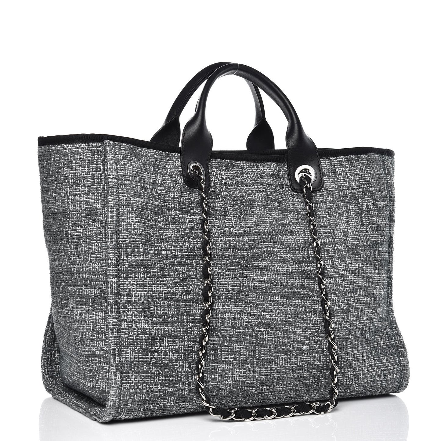 Woven Straw Raffia Large Deauville Tote Charcoal