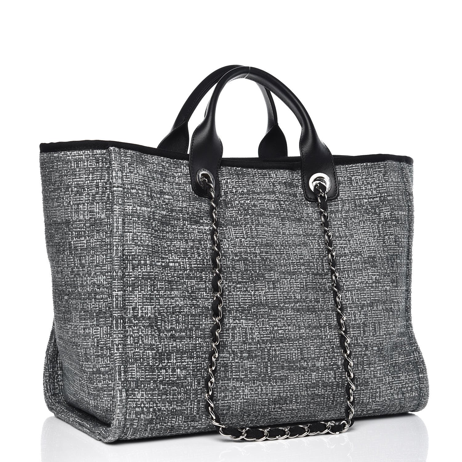 Chanel Woven Straw Raffia Large Deauville Tote Charcoal 4 of 9