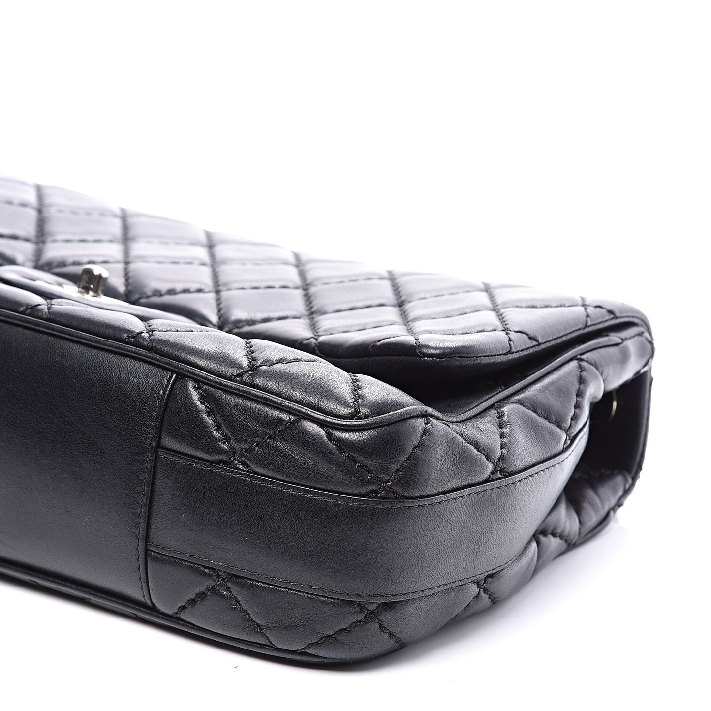 Lambskin Quilted Jumbo Easy Carry Flap Black