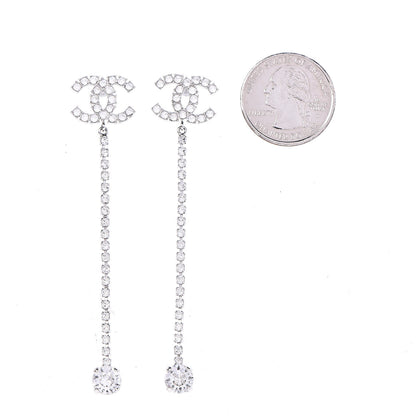 Chanel Crystal CC Drop Earrings Silver 2 of 5