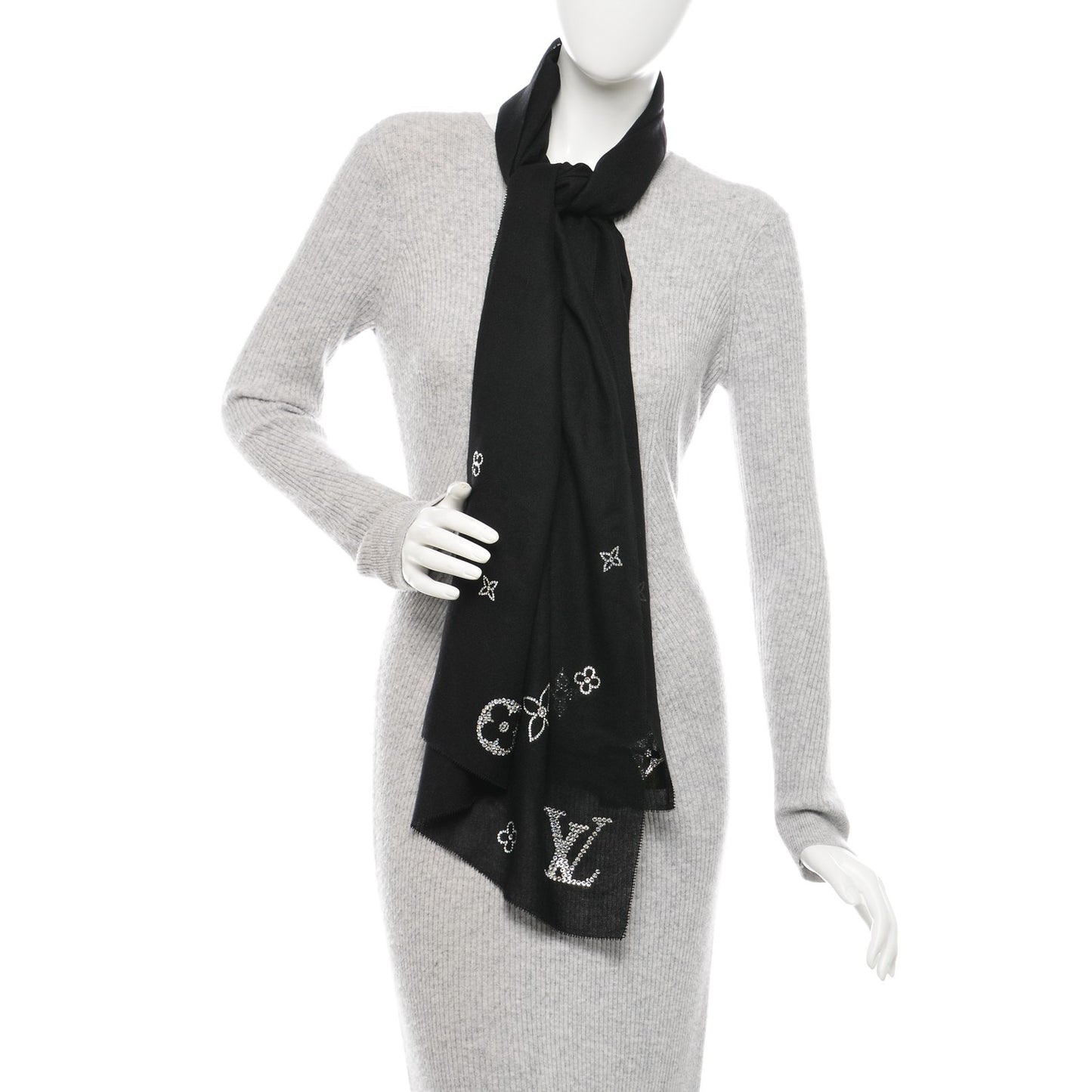 Cashmere Swarovski Crystal Monte Carlo Stole Black