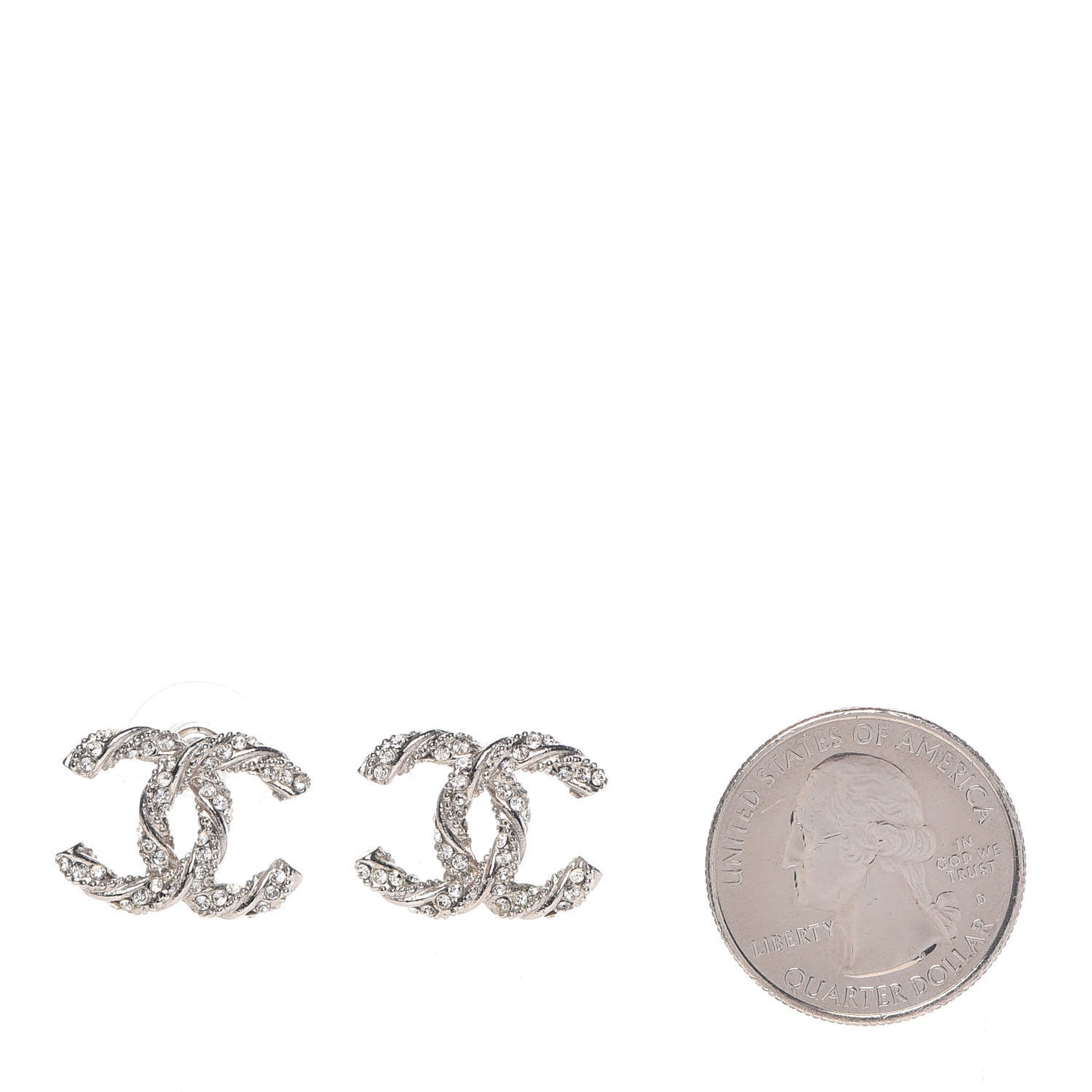 Crystal CC Twisted Earrings Silver