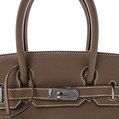 Hermes Taurillon Clemence Birkin 30 Etoupe 8 of 10