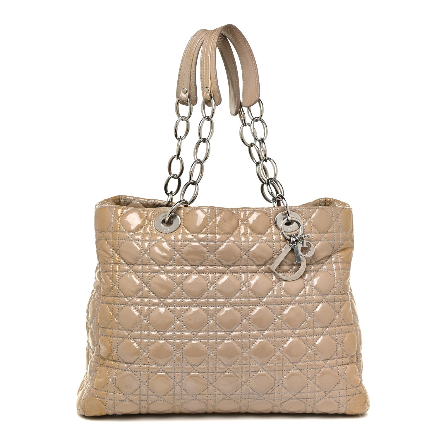 Christian Dior Patent Cannage Large Dior Soft Shopping Tote Beige 1 of 25