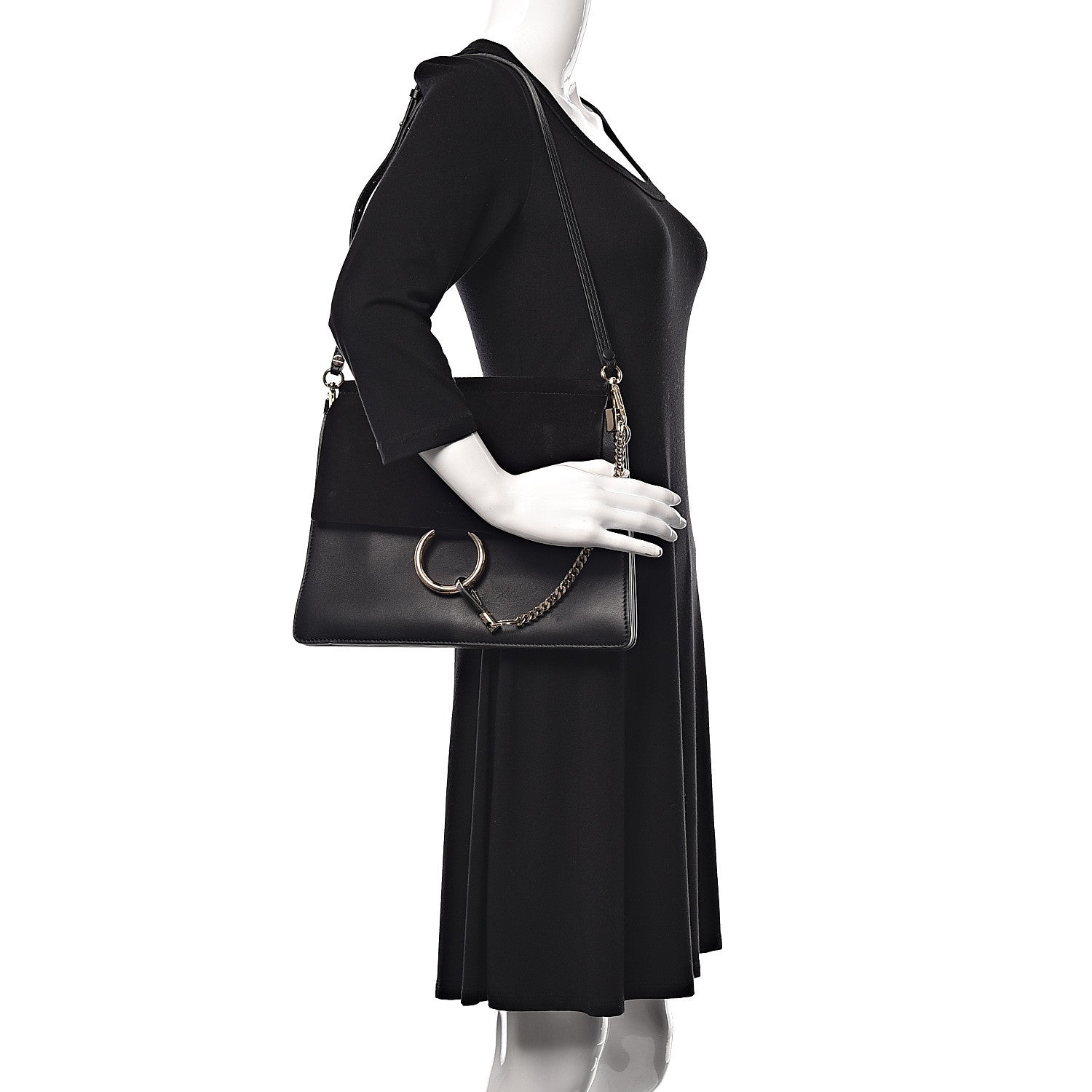 Chloe Suede Calfskin Medium Faye Shoulder Bag Black 2 of 11