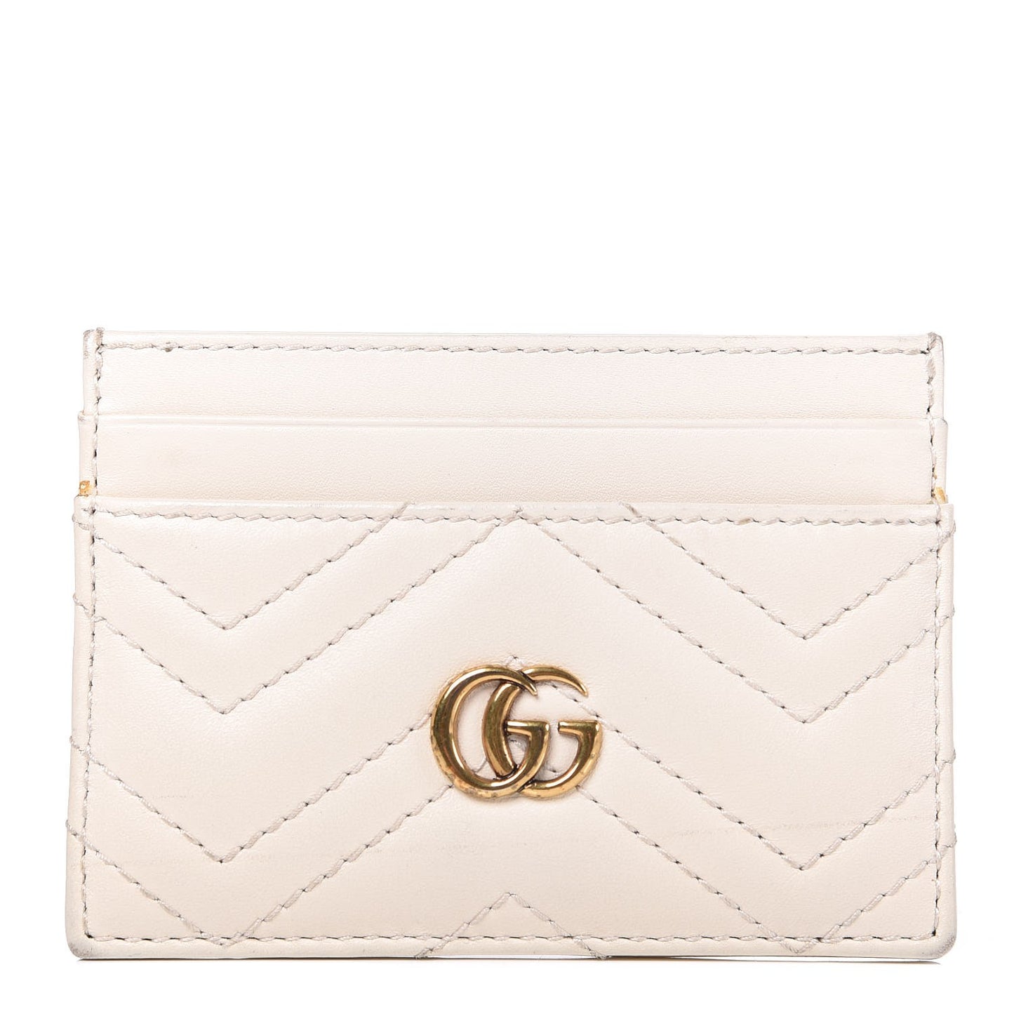 Calfskin Matelasse GG Marmont Card Holder White