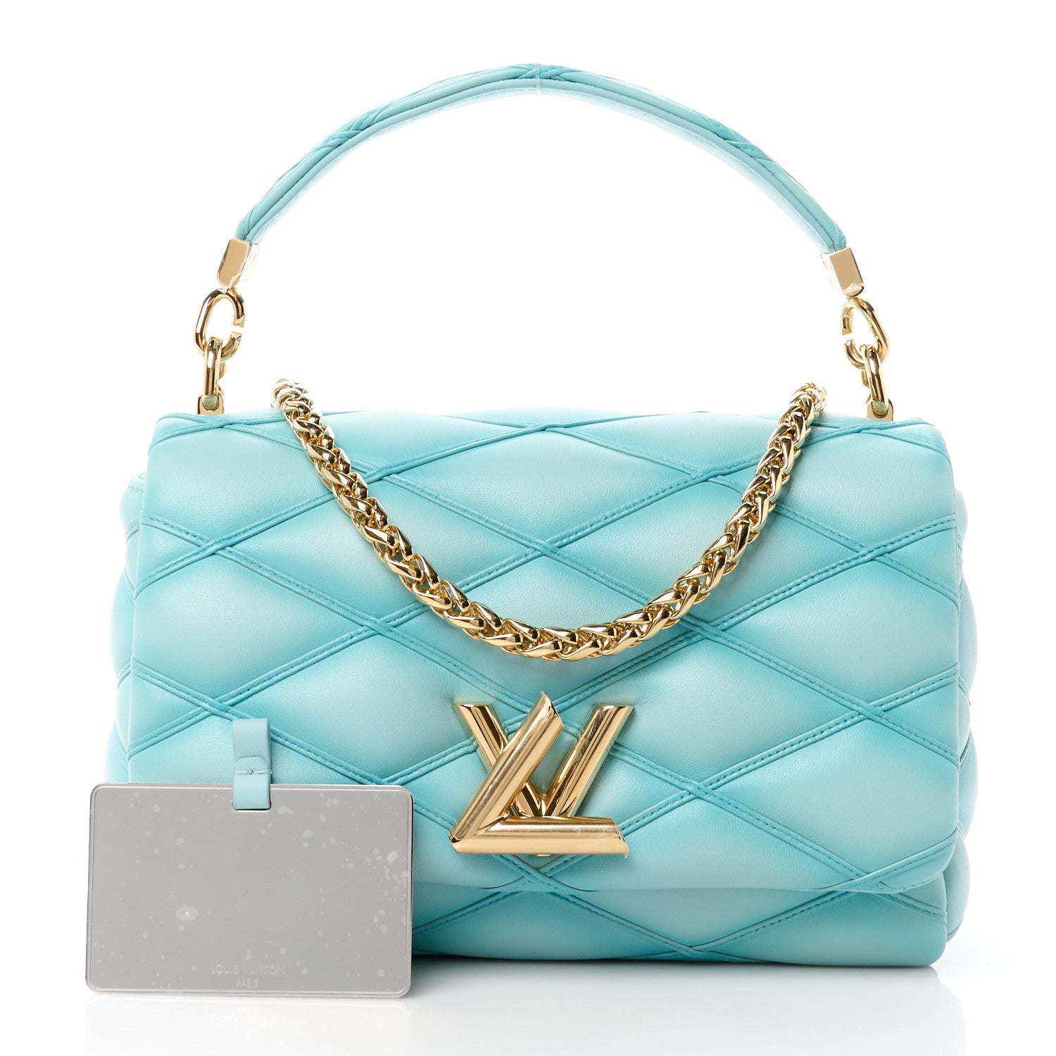 Louis Vuitton LOUIS VUITTON Lambskin Malletage Top Handle GO-14 MM Lagoon 3 of 12