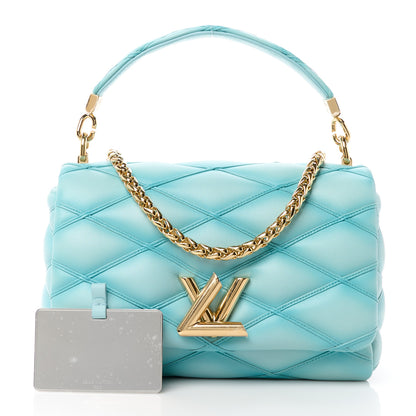 Louis Vuitton LOUIS VUITTON Lambskin Malletage Top Handle GO-14 MM Lagoon 3 of 12
