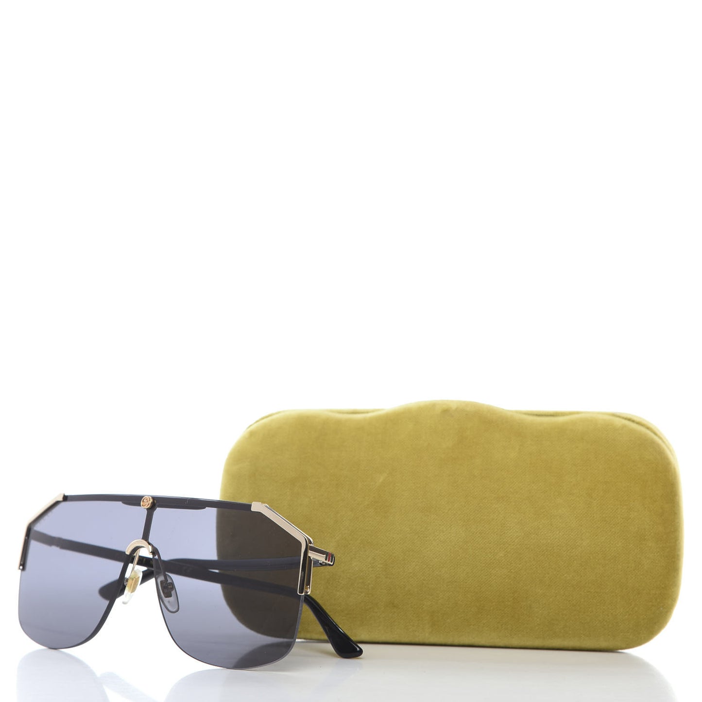 Metal Rimless Square Sunglasses GG0291S Blue Gold