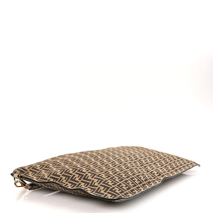 Fendi Suede Vitello Grace Micro FF Large Flat Pouch Nude Spring Maya 4 of 10