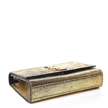 Saint Laurent Metallic Calfskin Small Classic Monogram Kate Satchel Oro 4 of 11