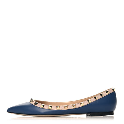 Valentino Garavani Calfskin Nappa Rockstud Ballerina Flats 36.5 Indigo Poudre 1 of 10