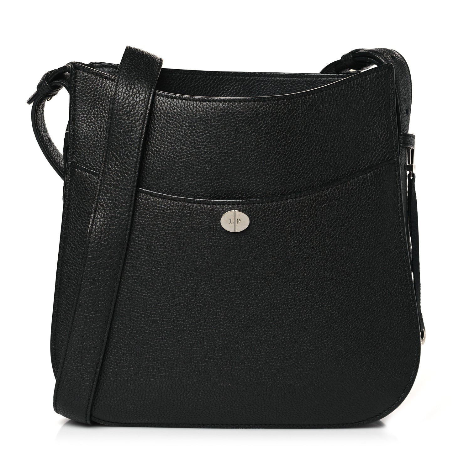Grained Calfskin Fleur Crossbody Black