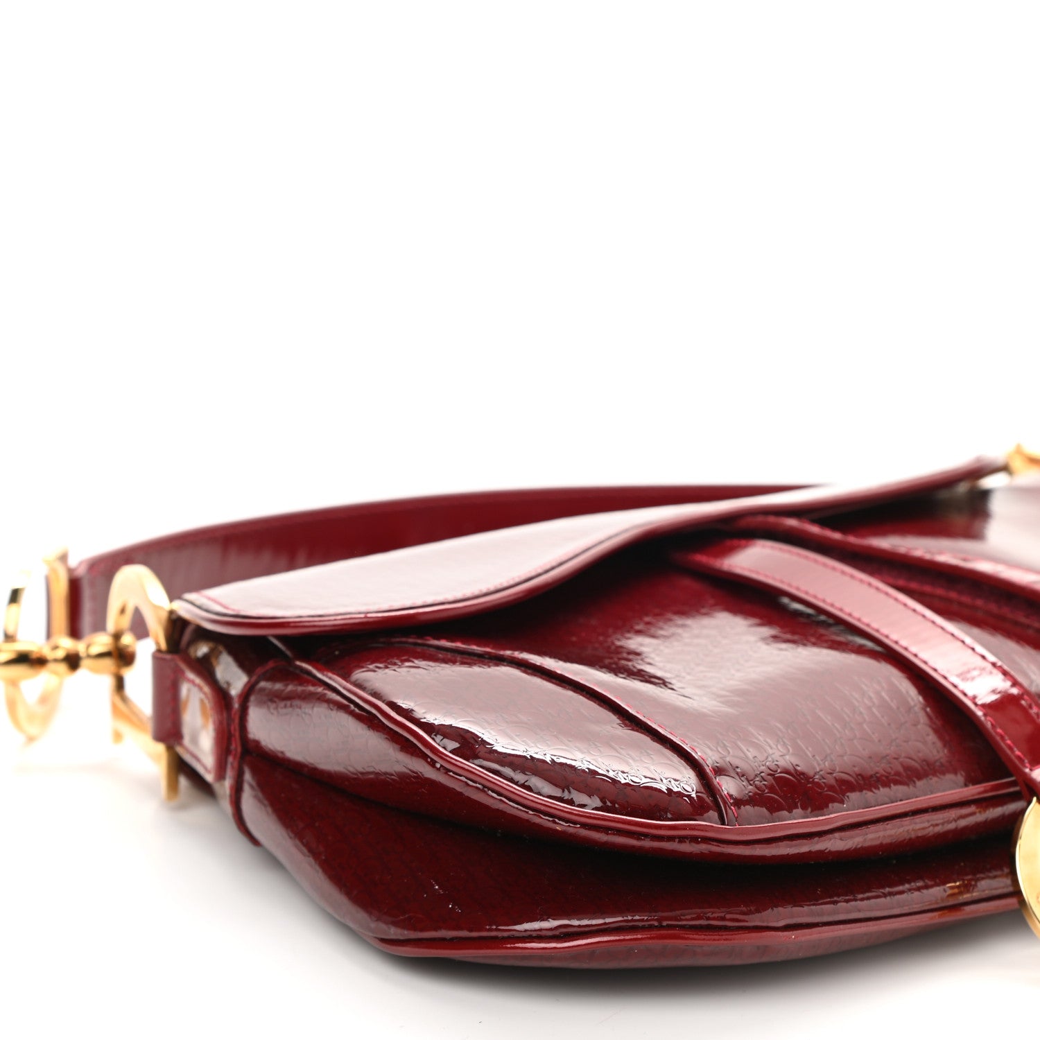 Christian Dior Patent Diorissimo Double Saddle Bag Dark Red 9 of 10