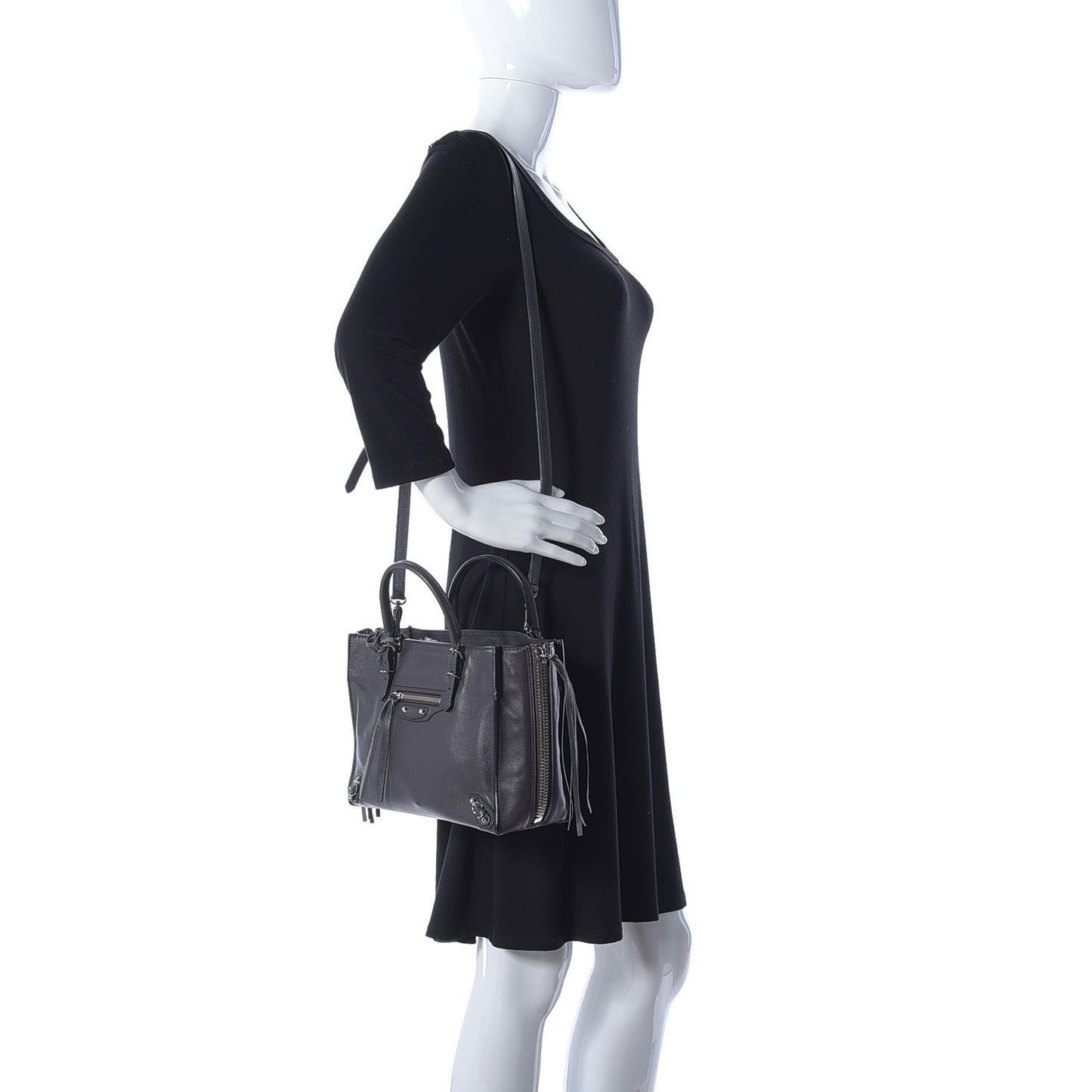 Veau Papier A6 Zip Around Tote Gris Fossile