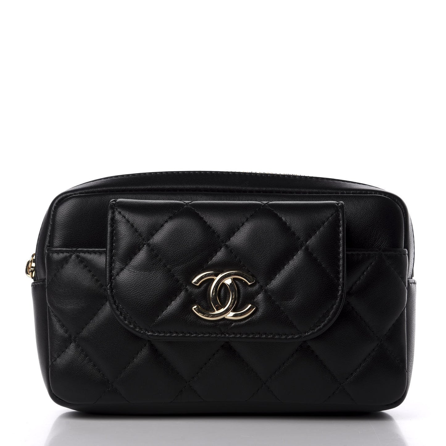 Lambskin Quilted Waist Bag Black