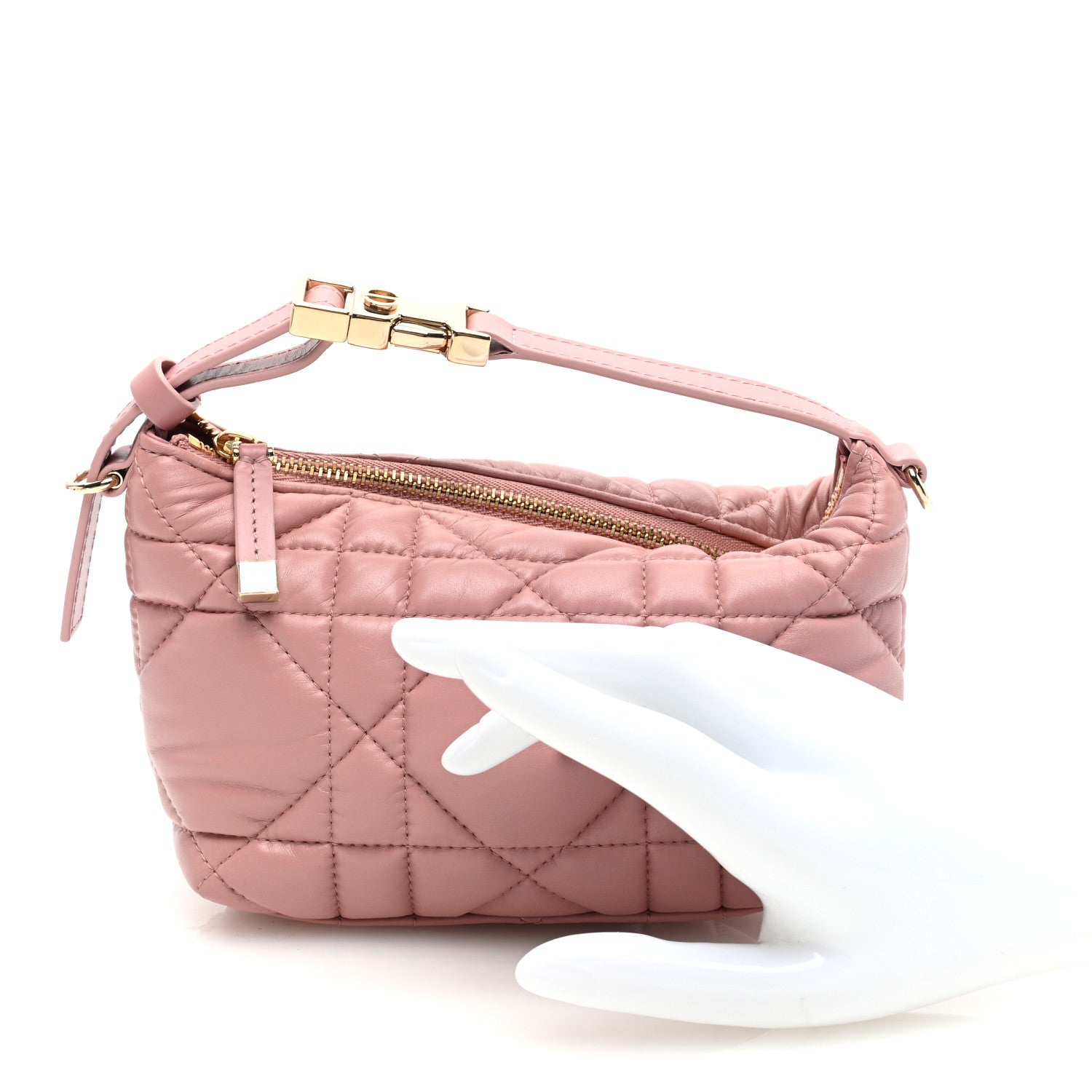 Christian Dior Calfskin Macrocannage Small Diortravel Nomad Pouch Old Rose 2 of 7