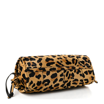 Prada Pony Hair Leopard Print Triangle Medium Bonnie Shoulder Bag Honey 4 of 11