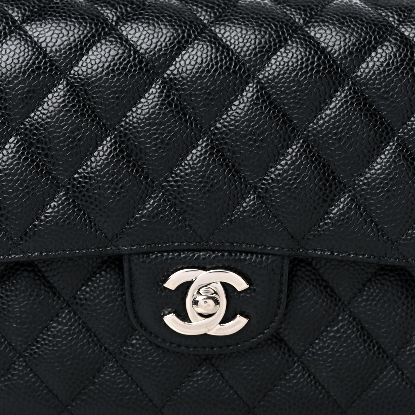 Caviar Quilted Medium Double Flap Black