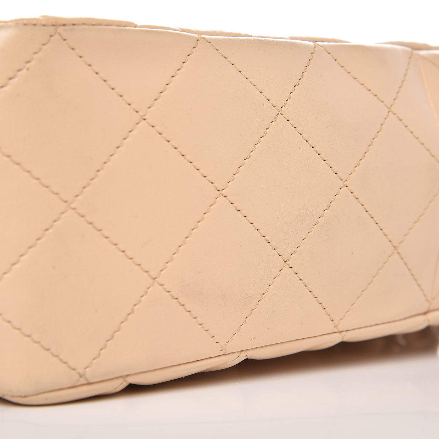 Lambskin Quilted Jumbo Single Flap Beige