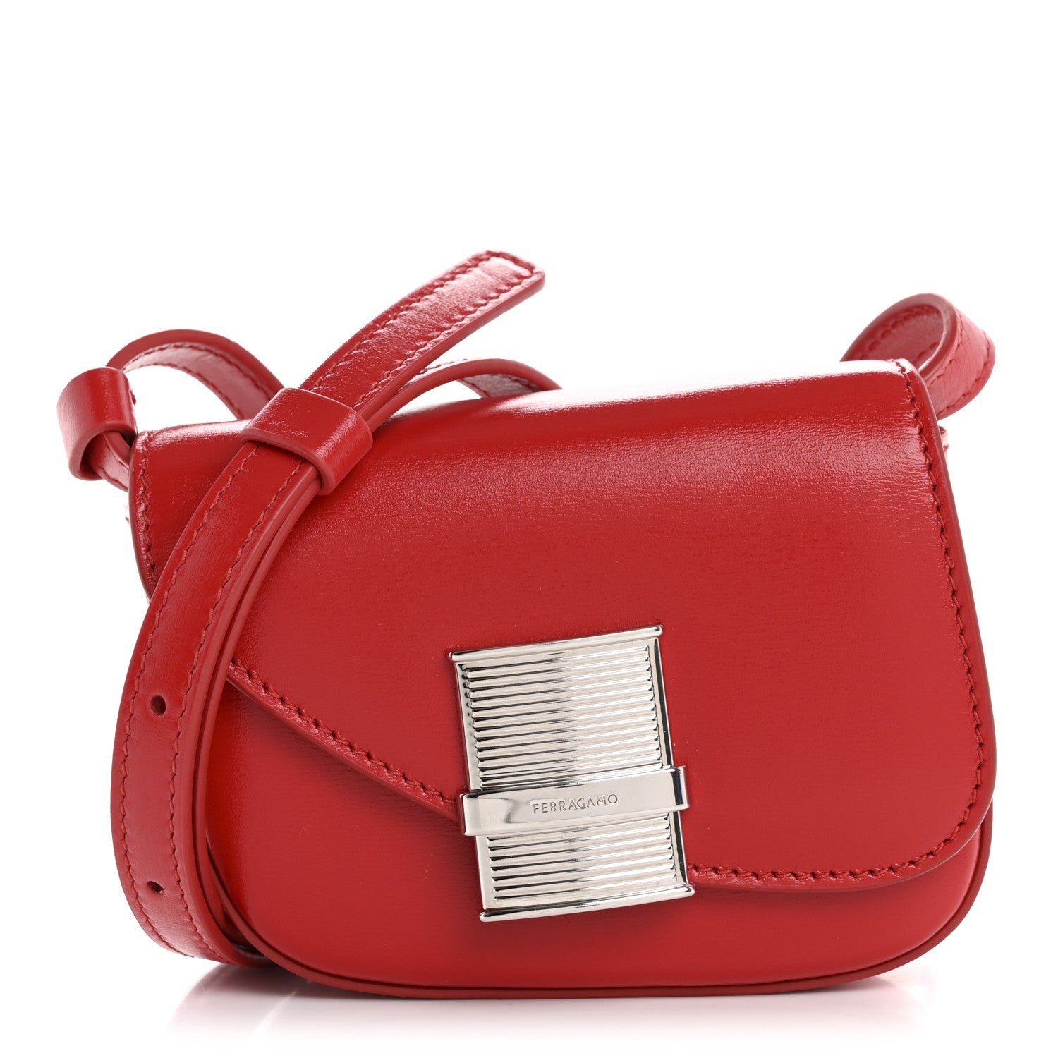Salvatore Ferragamo Dappled Calfskin XS Fiamma Crossbody Flame Red 1 of 11