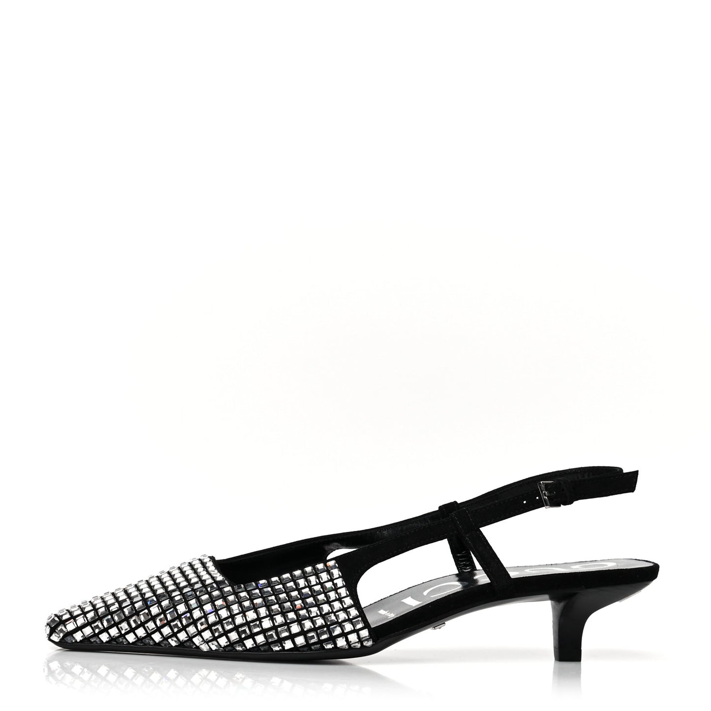 Crystal Kid Scamosciato Square G 35mm Slingback Pumps 38 Black