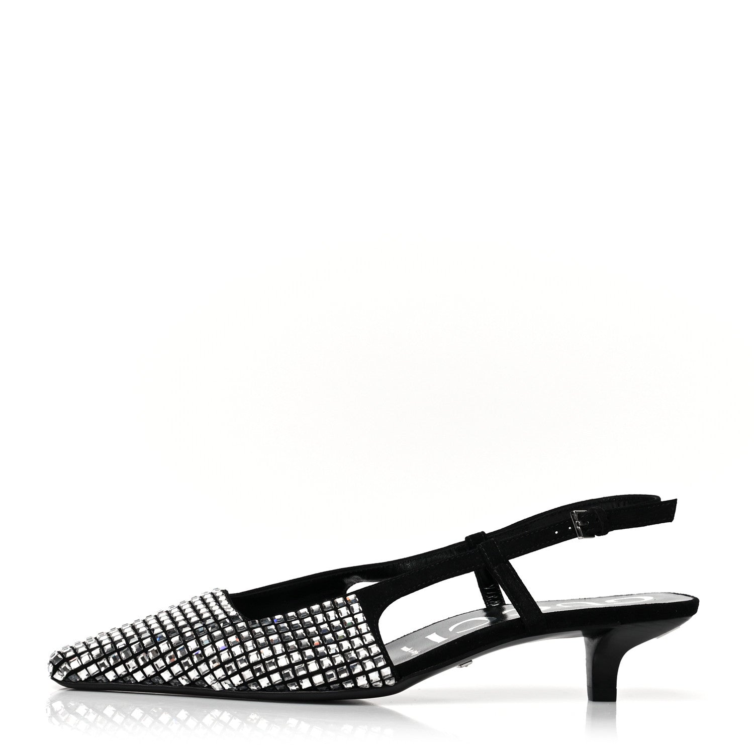Gucci Crystal Kid Scamosciato Square G 35mm Slingback Pumps 38 Black 1 of 7