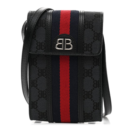 Gucci X BALENCIAGA BB Monogram Web Mini Ophidia Crossbody Bag Black 1 of 9