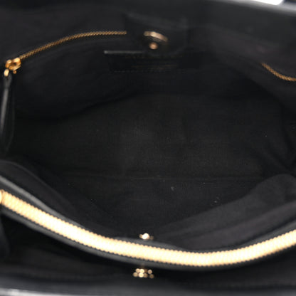 Burberry Grainy Calfskin House Check Medium Banner Tote Black 5 of 12