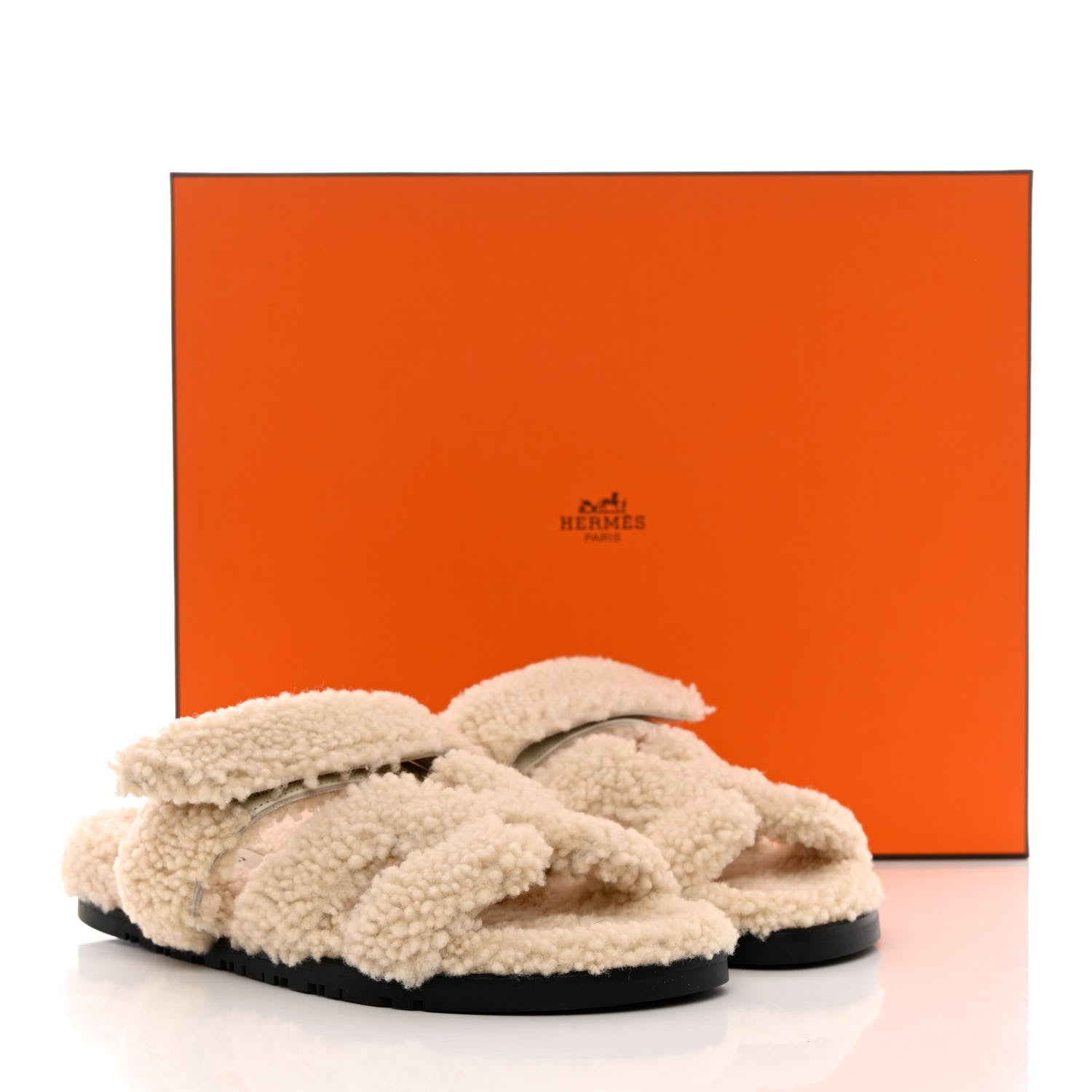 Hermes Woolskin Womens Chypre Sandals 38 Ecru 8 of 8