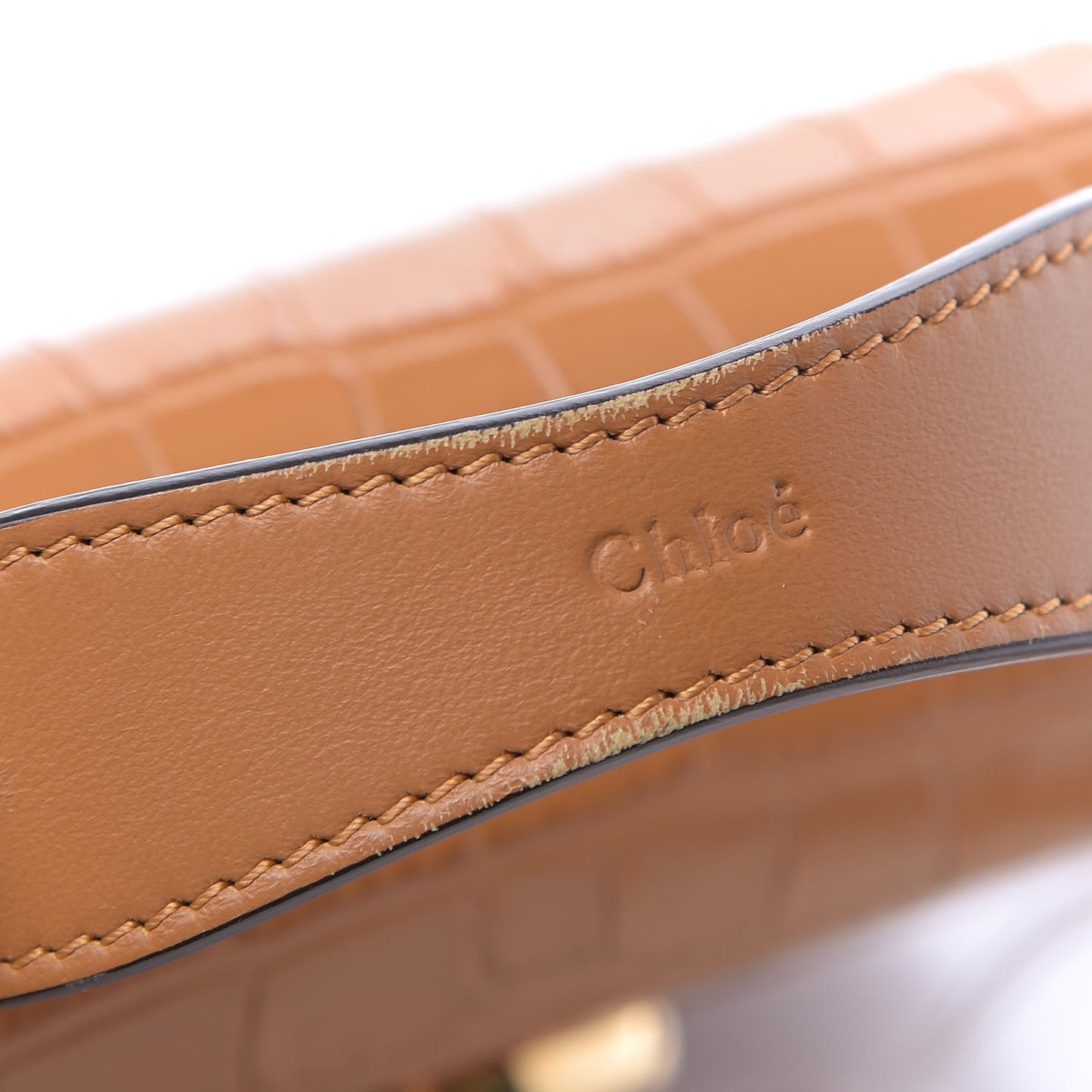 Calfskin Crocodile Embossed Mini C Bag Autumnal Brown