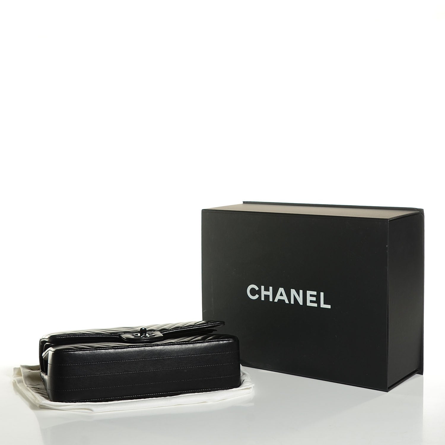 Chanel Lambskin Chevron 11.12 Medium Double Flap So Black 4 of 8