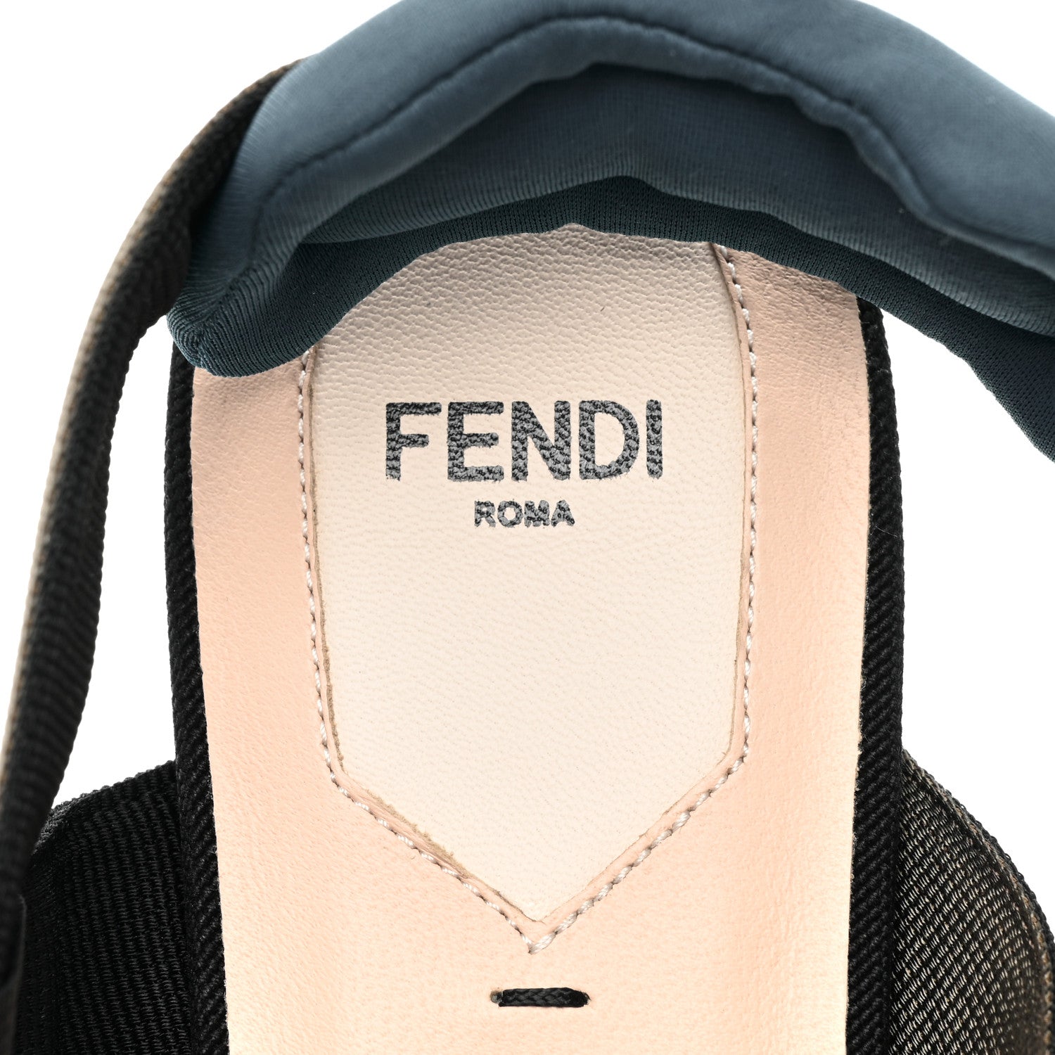 Fendi Technical Mesh Canvas Colibri Slingback Ballerina Flats 40 Black Verde Military 7 of 8