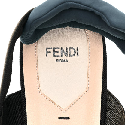 Fendi Technical Mesh Canvas Colibri Slingback Ballerina Flats 40 Black Verde Military 7 of 8