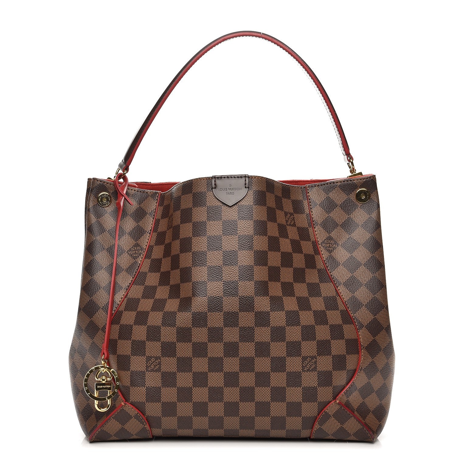 Louis Vuitton Damier Ebene Caissa Hobo Cherry 1 of 11