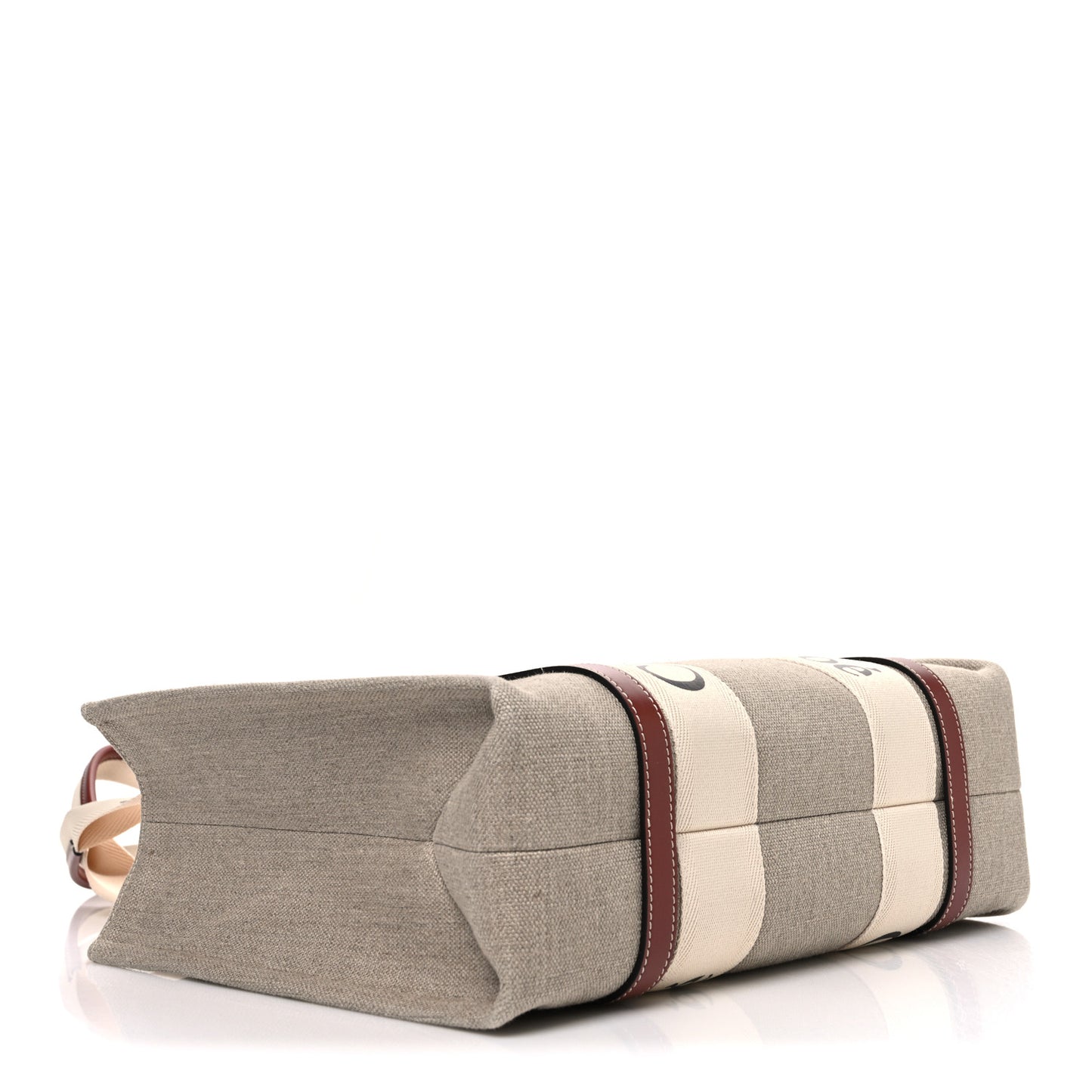 Cotton Calfskin Medium Woody Ribbon Tote White Brown