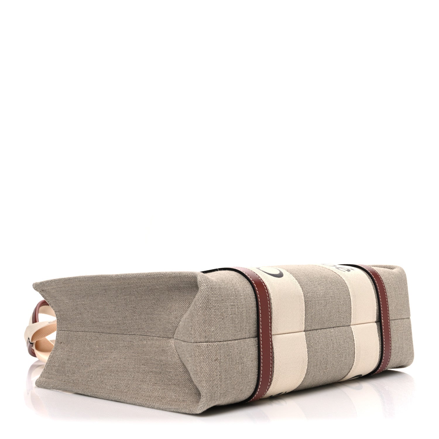 Chloe Cotton Calfskin Medium Woody Ribbon Tote White Brown 3 of 9