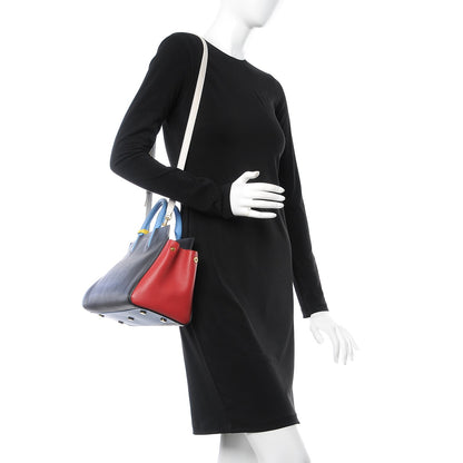 Saint Laurent Calfskin Small Cabas Rive Gauche Bag Black Red Yellow White 2 of 14