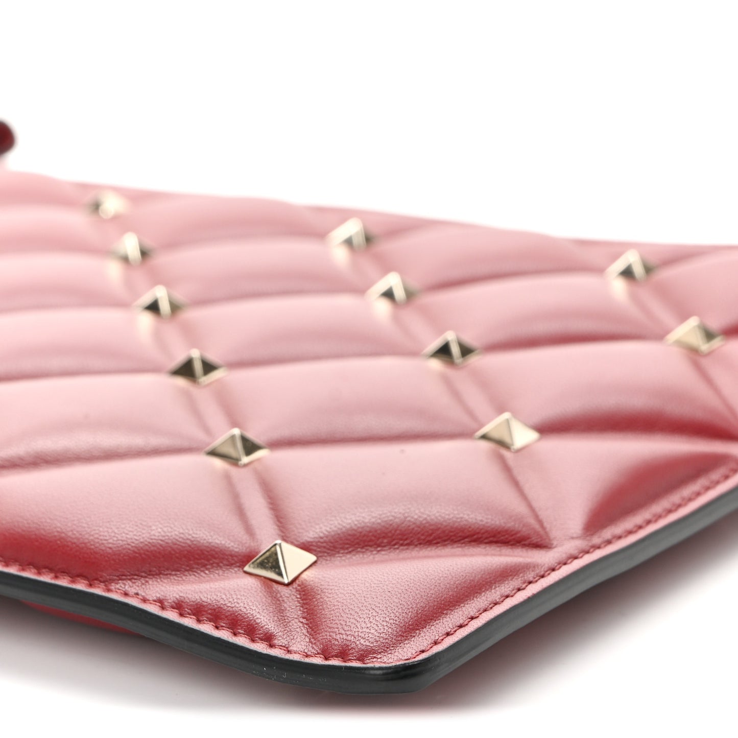Nappa Large Candystud Flat Zip Pouch Rubino