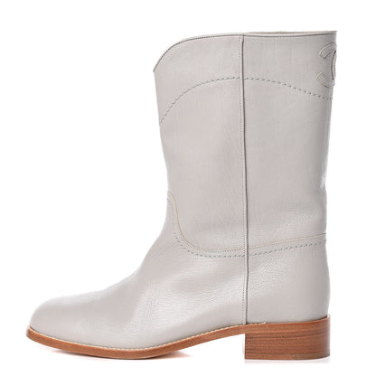 Chanel Calfskin Ascot CC Boots 41 Gray 1 of 11