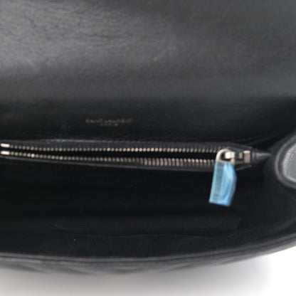 Saint Laurent Sheepskin Matelasse Chevron Monogram Medium College Bag Black 5 of 11