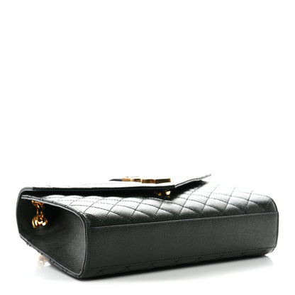 Saint Laurent Grain De Poudre Textured Mixed Matelasse Medium Triquilt Monogram Satchel Vert Fonce 5 of 11