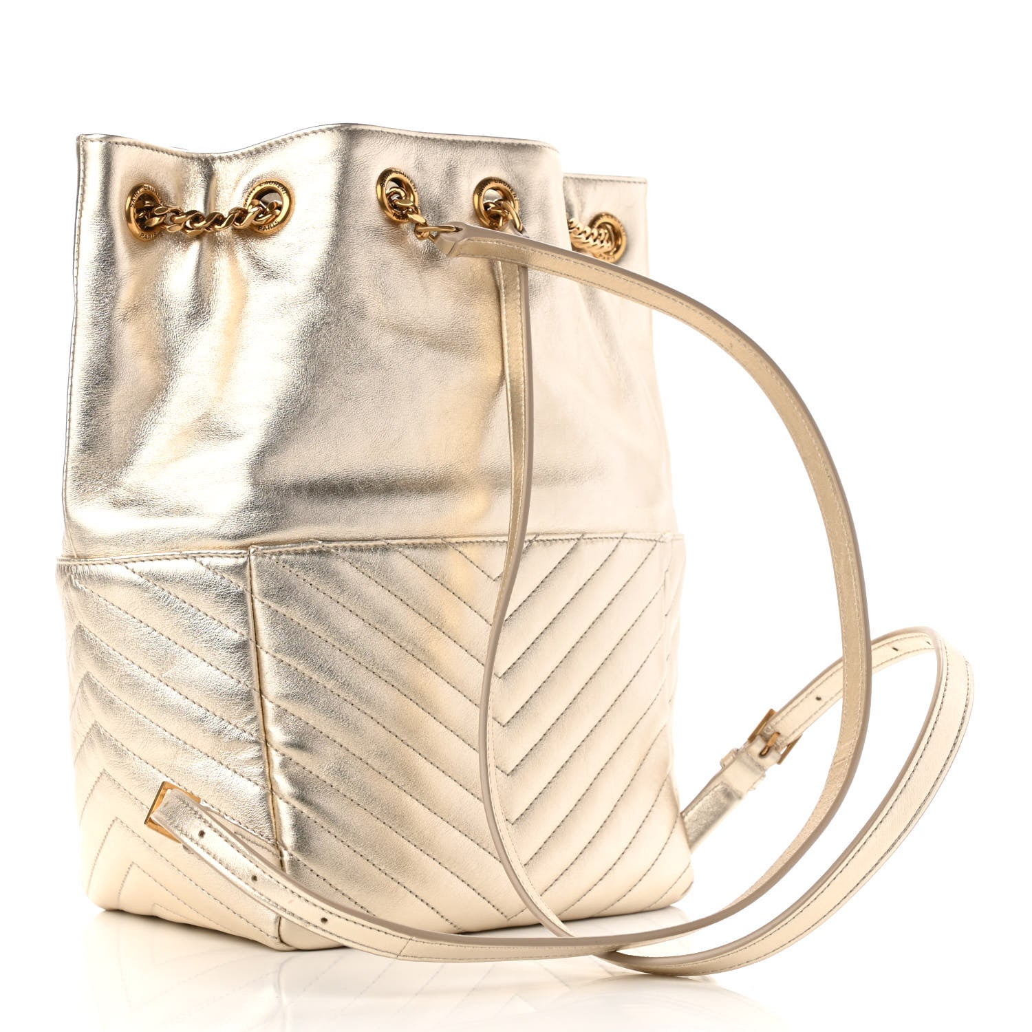 Saint Laurent Lambskin Matelasse Monogram Joe Backpack Pale Gold 3 of 9