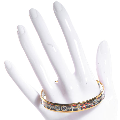 Hermes Enamel Narrow Printed Bracelet 65 Black Red 2 of 5