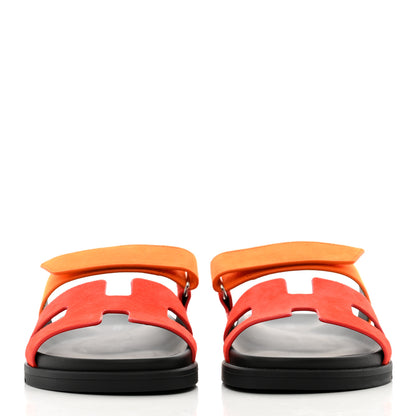 Hermes Suede Goatskin Womens Chypre Sandals 38 Rouge Ecarlate 2 of 9
