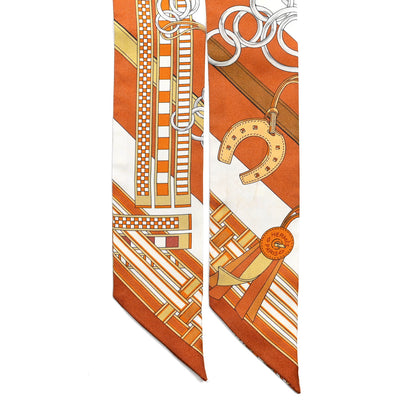 Hermes Silk Brides et Gris Twilly Caramel White Bronze 2 of 7