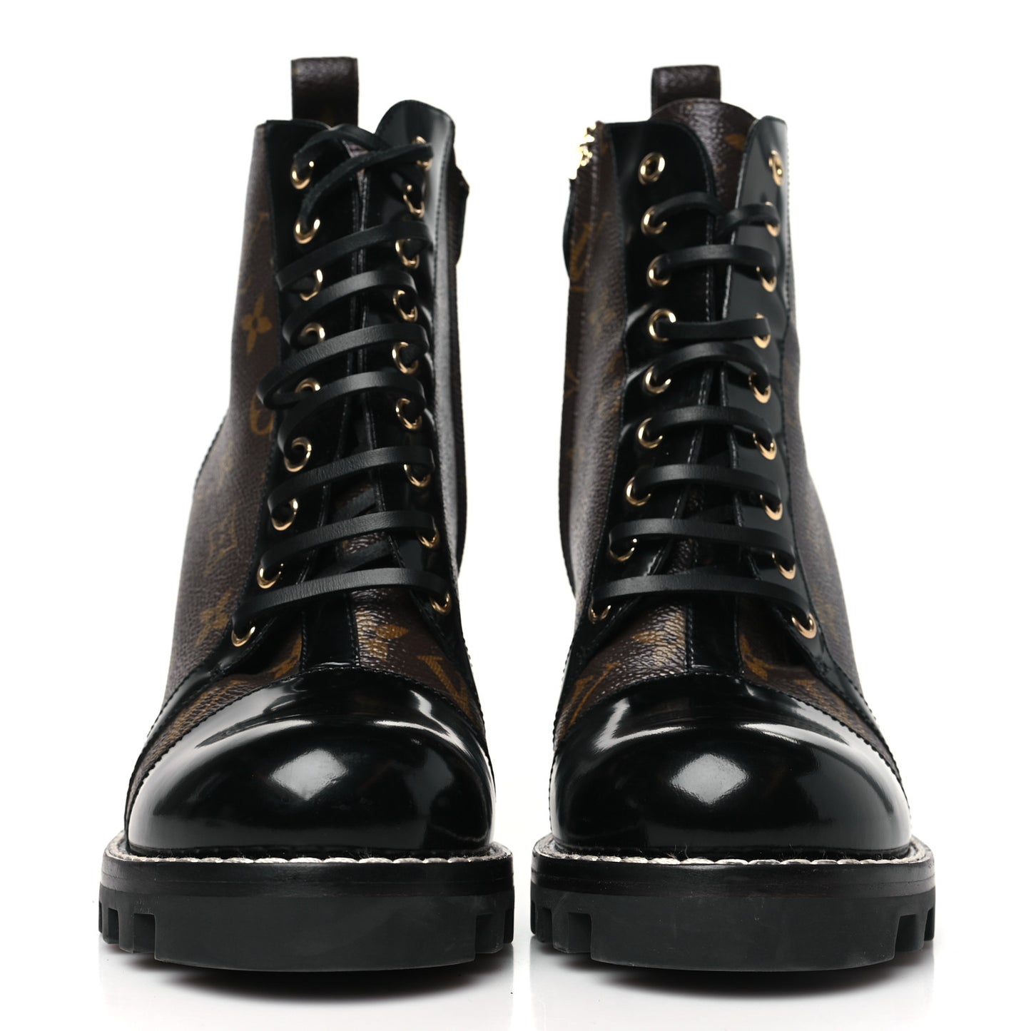 Patent Calfskin Monogram Star Trail Ankle Boots 40 Black